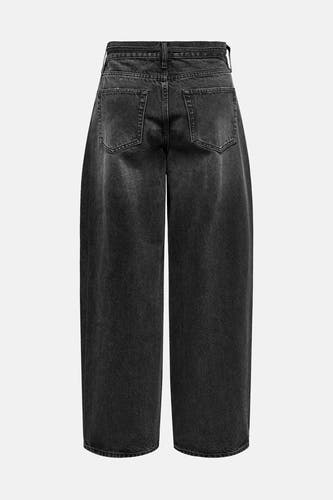 Donkergrijze straight jeans van ONLY, met achterzakken en een verweerde denimtextuur.