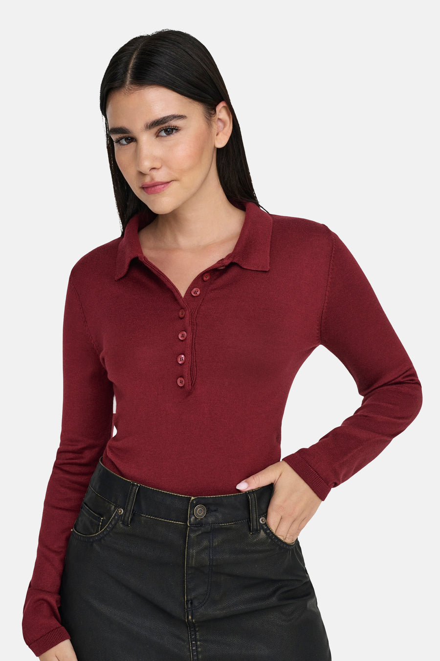 Polo met lange mouwen - rood - ONLY®