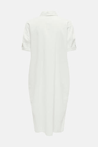 Robe blanche à manches courtes de JDY, vue de derrière, avec un col et une subtile texture.