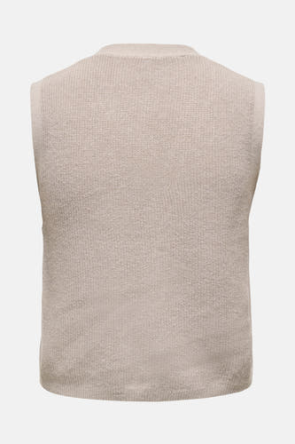 T-shirt beige sans manches de ONLY, avec une texture froissée et une encolure ronde simple.