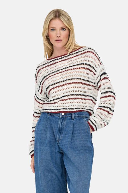 ONLGEENA LS SHORT STRIPE BOATNECK CC KNT