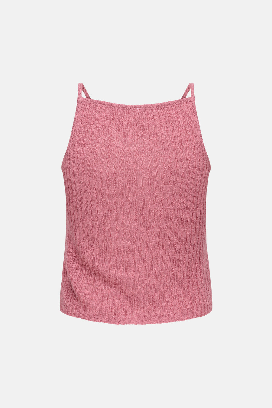 Roze ribbel tanktop van ONLY® met fijne textuur en dunne bandjes, front view