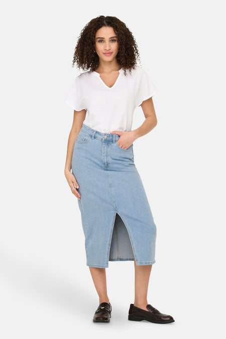 Rok (lang) Light blue denim - JDY