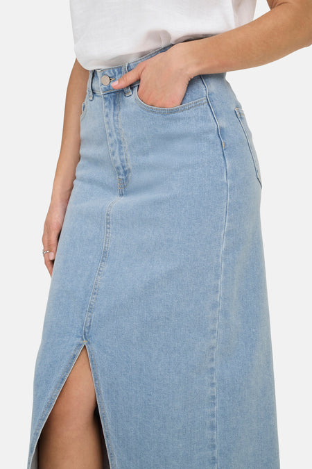 Rok (lang) Light blue denim - JDY
