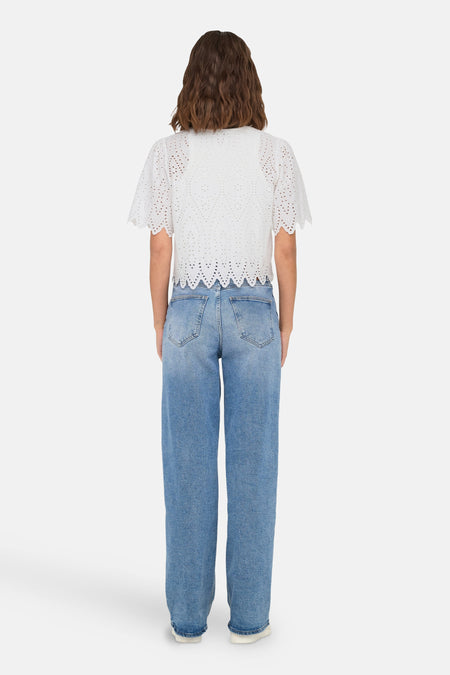 ONLTULUM SS EMB TIE TOP WVN