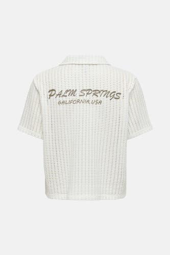 Wit hemd met korte mouwen van ONLY, met op de rug de tekst 'Palm Springs'.
