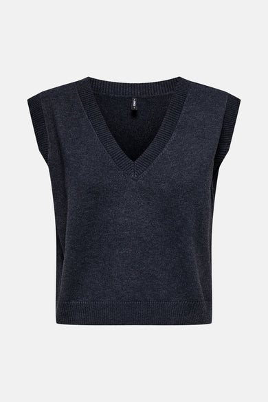 Blauwe debardeur van ONLY, met een V-hals en ribgebreide afwerkingen.