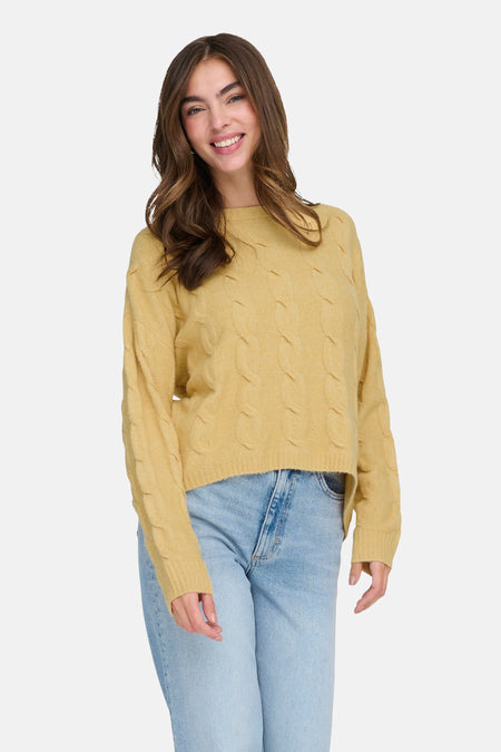 Pull met ronde hals - geel