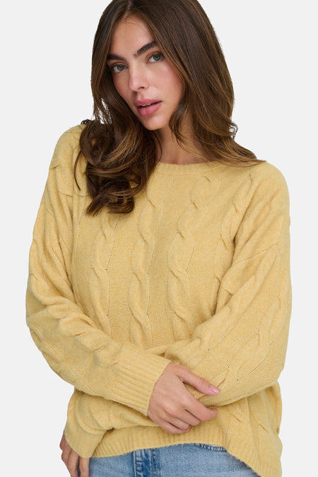 Pull met ronde hals - geel