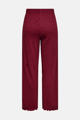 Bordeaux broek van ONLY, met een gekreukte textuur en elastische tailleband.