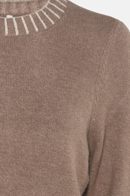 Pull met ronde hals - beige