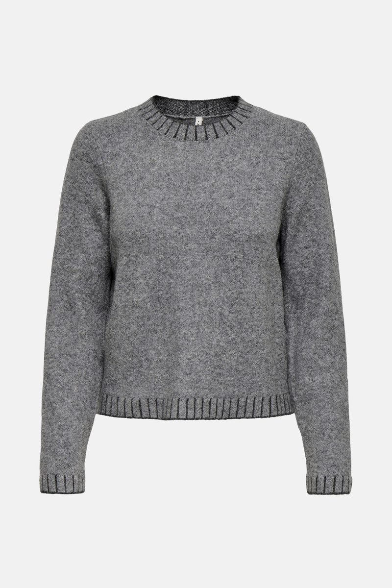 Pull met ronde hals - grijs