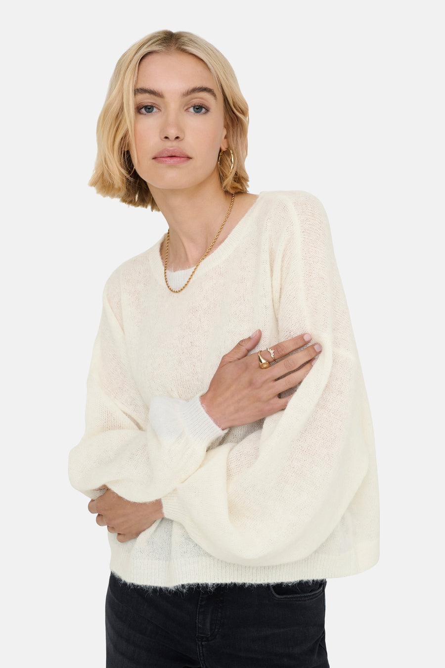 Pull met ronde hals - ecru - ONLY®