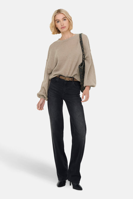 Pull met ronde hals - bruin