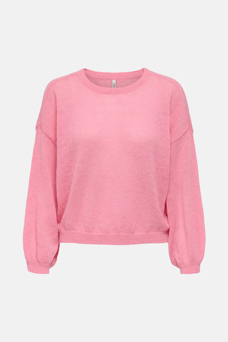 T-shirt rose avec col rond de ONLY, avec des manches longues et une fine structure en bretelles.