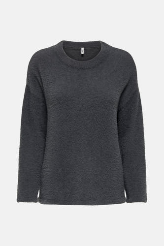 Sweat-shirt gris avec col rond de ONLY, texture pelucheuse.