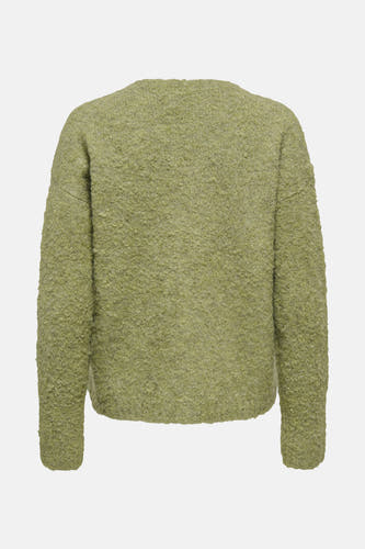 Groene trui met ronde hals van ONLY, met een bouclé textuur en lange mouwen.