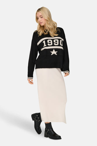 Pull met ronde hals - zwart