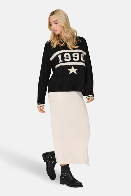 Pull met ronde hals - zwart