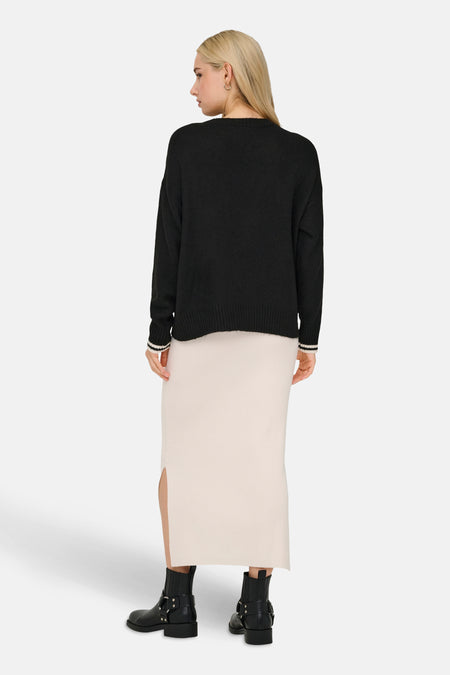 Pull met ronde hals - zwart