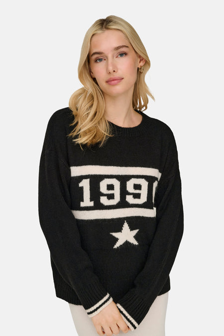 Pull met ronde hals - zwart