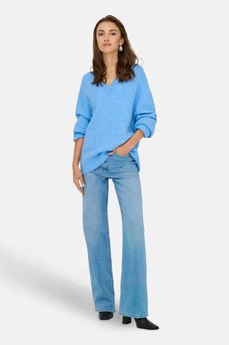 Pull met V-hals - blauw - JDY