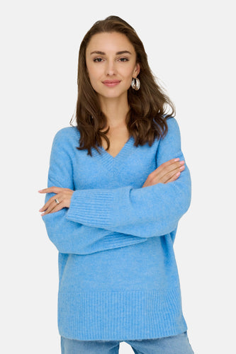 Pull met V-hals - blauw - JDY