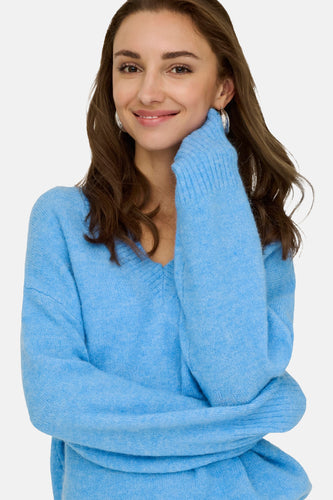 Pull met V-hals - blauw - JDY