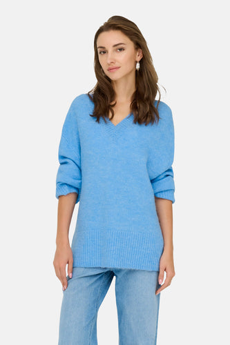 Pull met V-hals - blauw - JDY