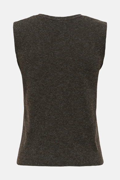 Bruin mouwloos vest van ONLY, met een fijn gebreide textuur en een eenvoudige ronde halslijn.
