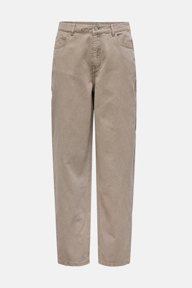Beige broek van ONLY, met rechte pijpen en klassieke zakken.