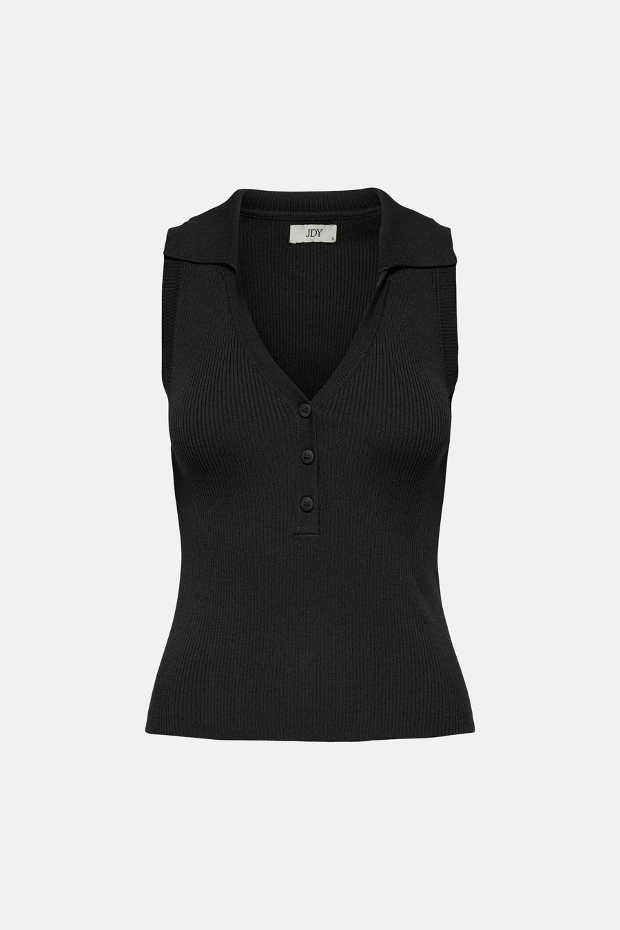 Haut noire sans manches de JDY, avec un col en V et une fermeture à boutons.