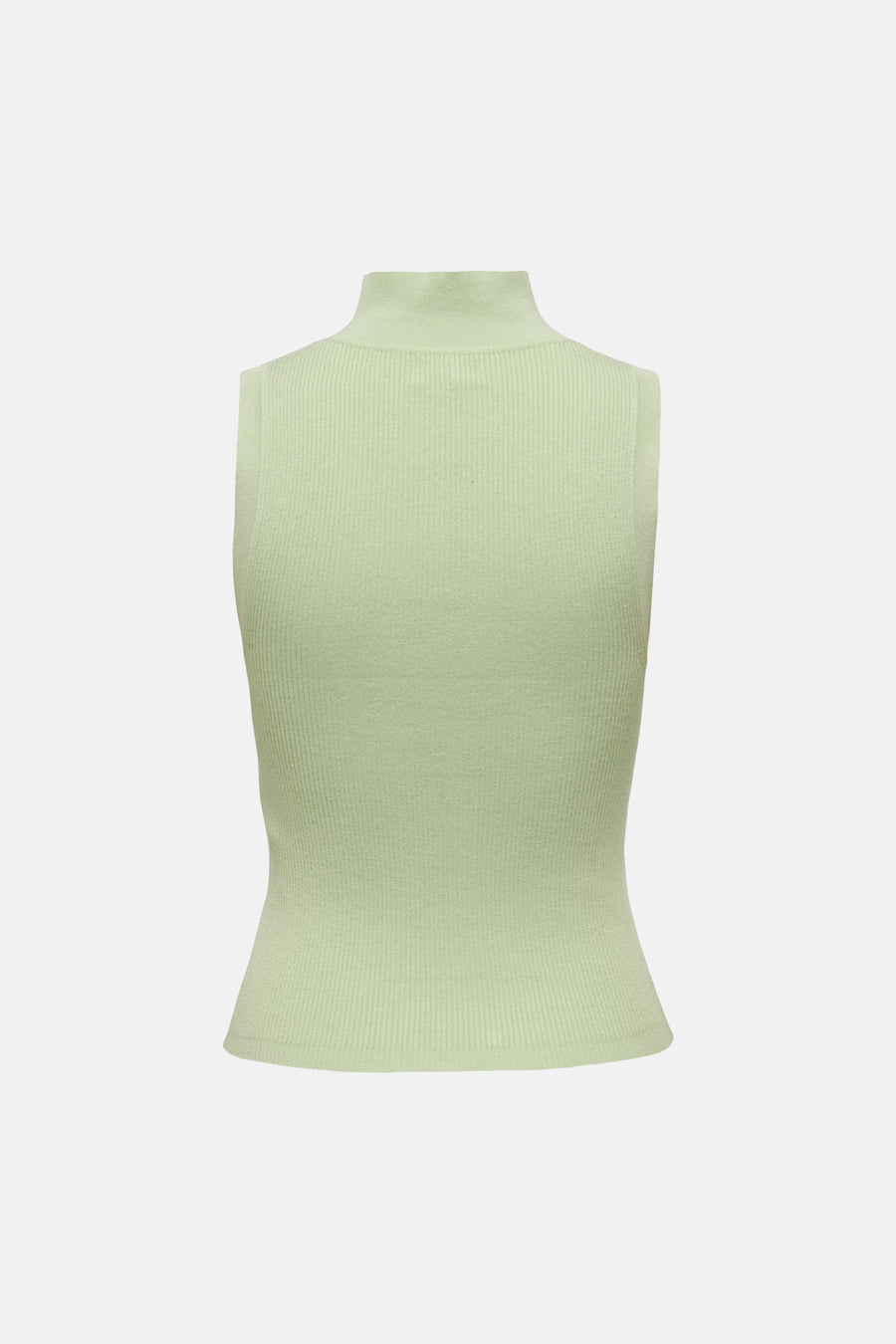 Groene top zonder mouwen van JDY, met een hoge hals en ribgebreide textuur.
