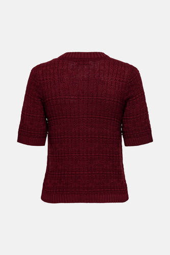 Gilet de cardigan JDY avec une texture tricotée et des manches courtes, vu par derrière.