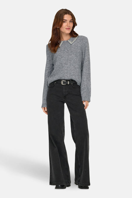 Pull met ronde hals - grijs
