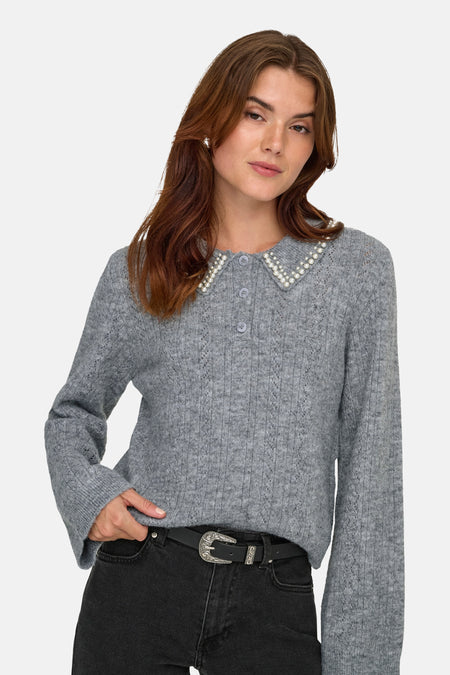 Pull met ronde hals - grijs