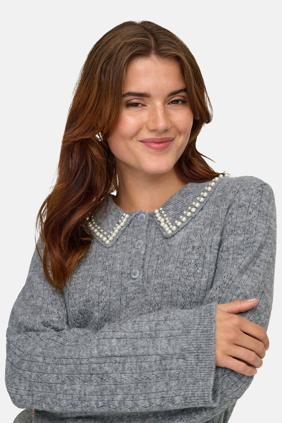 Pull met ronde hals - grijs - JDY