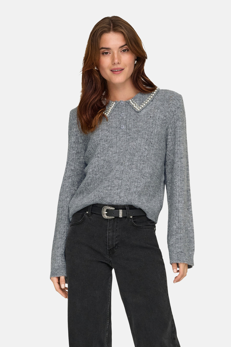 Pull met ronde hals - grijs - JDY