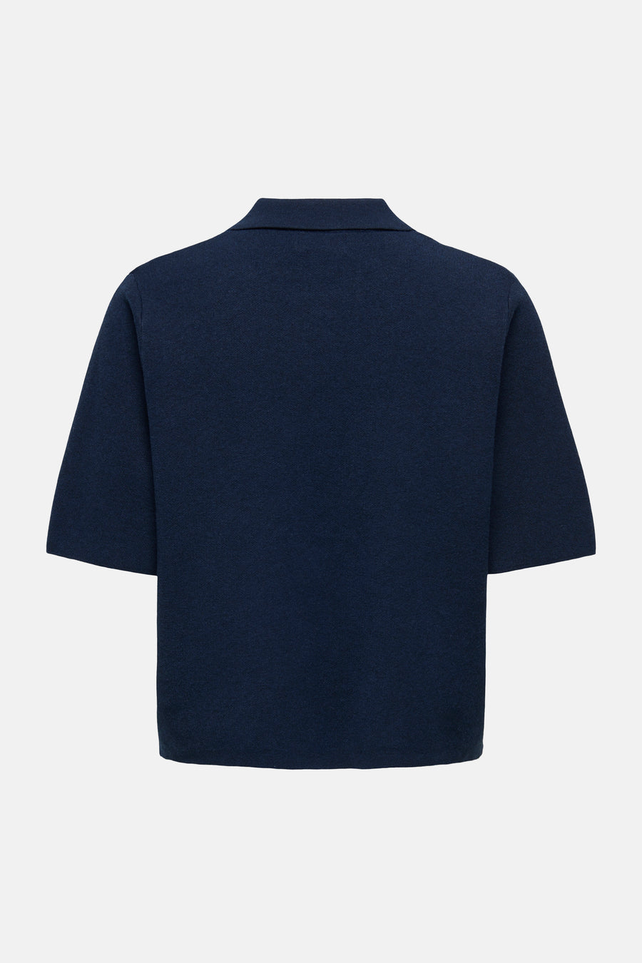 Blauw gilet van JDY, achterkant zichtbaar, met korte mouwen en een polokraag.