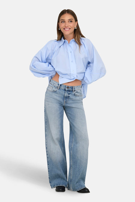 WIDE LOW LIGHT BLUE - light blue denim