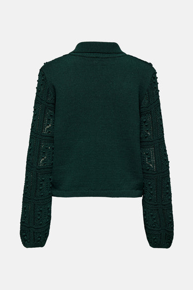 Groen gilet van ONLY met lange mouwen en gebreide details.
