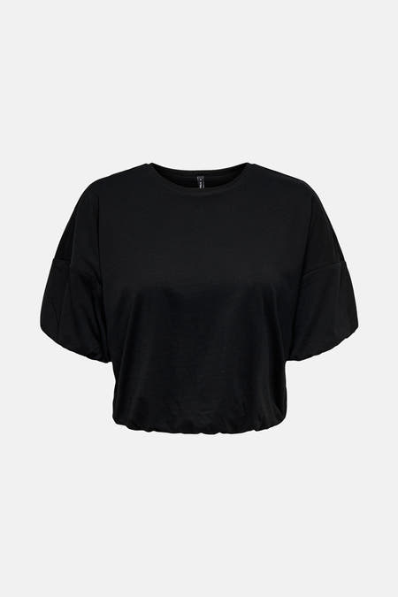 T-shirt noir à manches courtes de ONLY, avec cordon élastique.