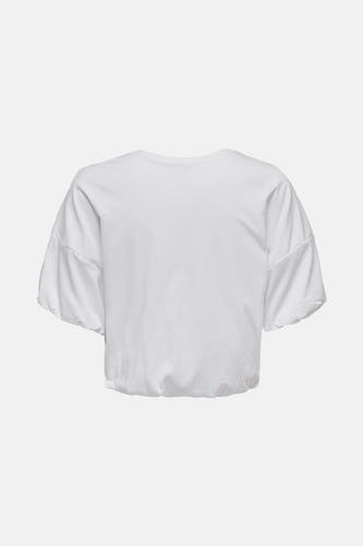 Wit T-shirt met korte mouwen van ONLY, achterkant, met elastische tailleband.