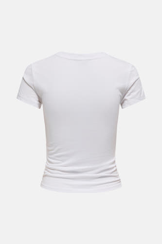 Wit T-shirt met korte mouwen van ONLY, achterkant weergegeven met geplooide details.