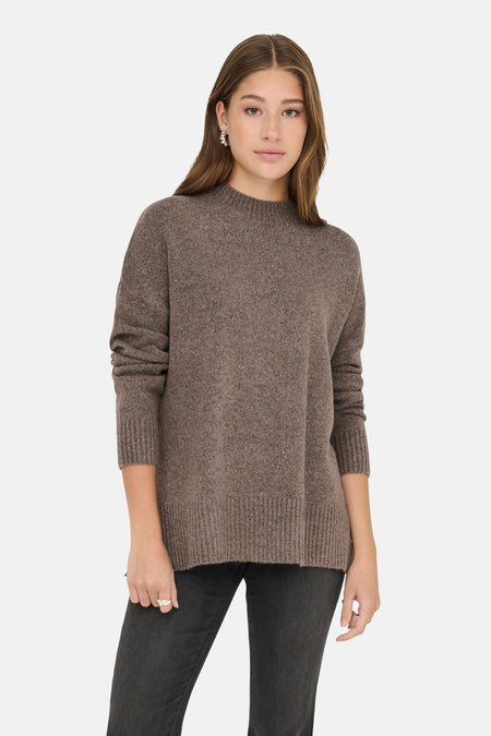Pull met ronde hals - bruin