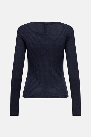 Blauw T-shirt met lange mouwen van ONLY®, met een geribbelde textuur en lange mouwen.