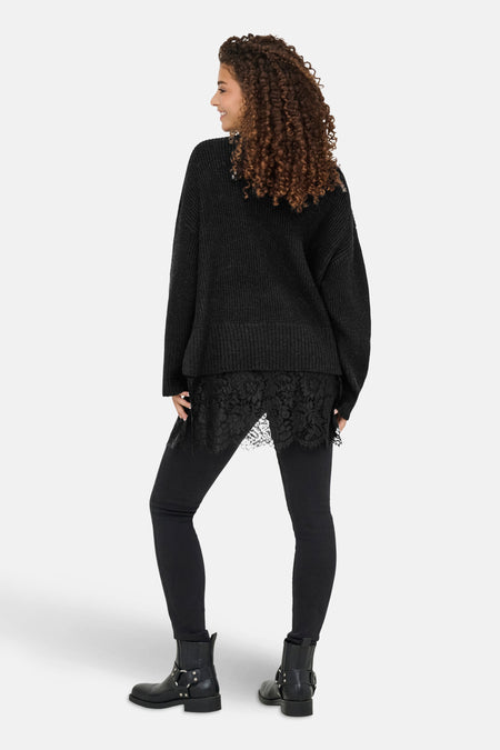 Pull met V-hals - zwart
