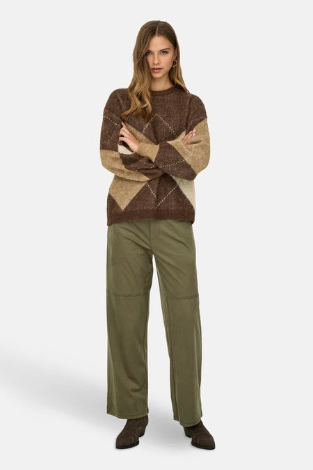 Pull met ronde hals - Bruin