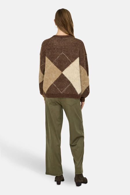 Pull met ronde hals - Bruin