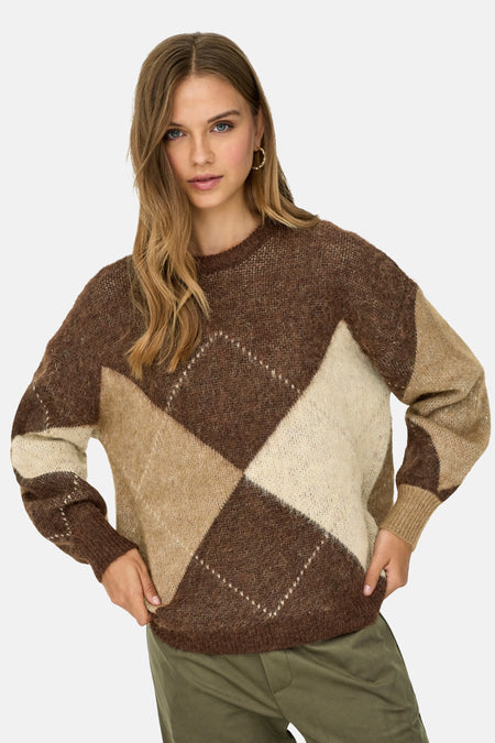 Pull met ronde hals - Bruin